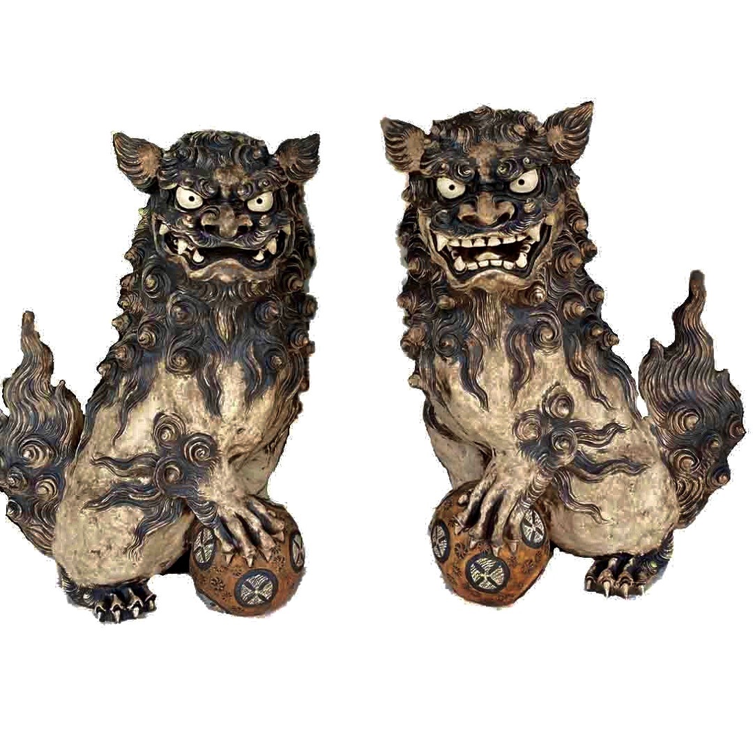 白土玉持ち立ちシーサー