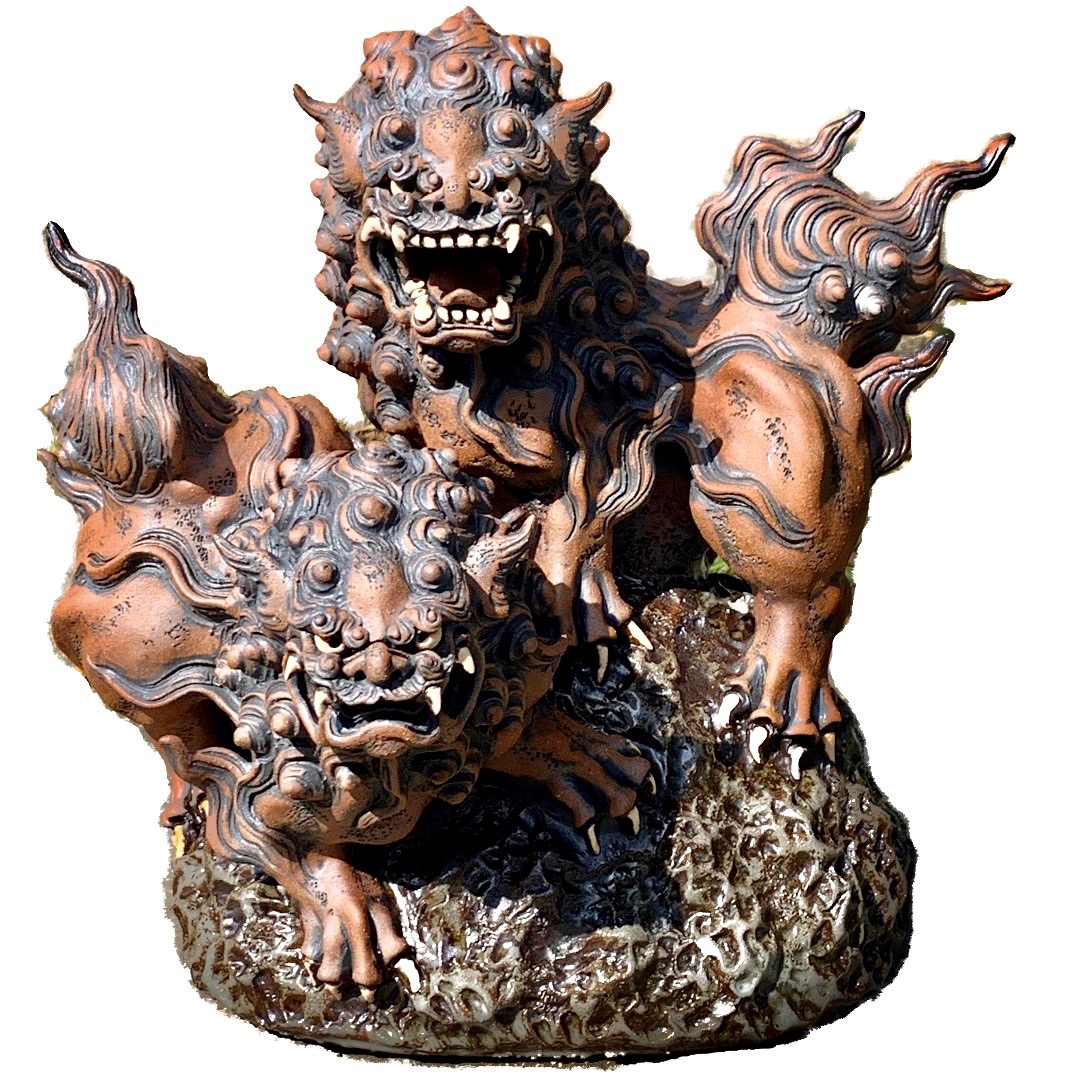 1対岩登りシーサー